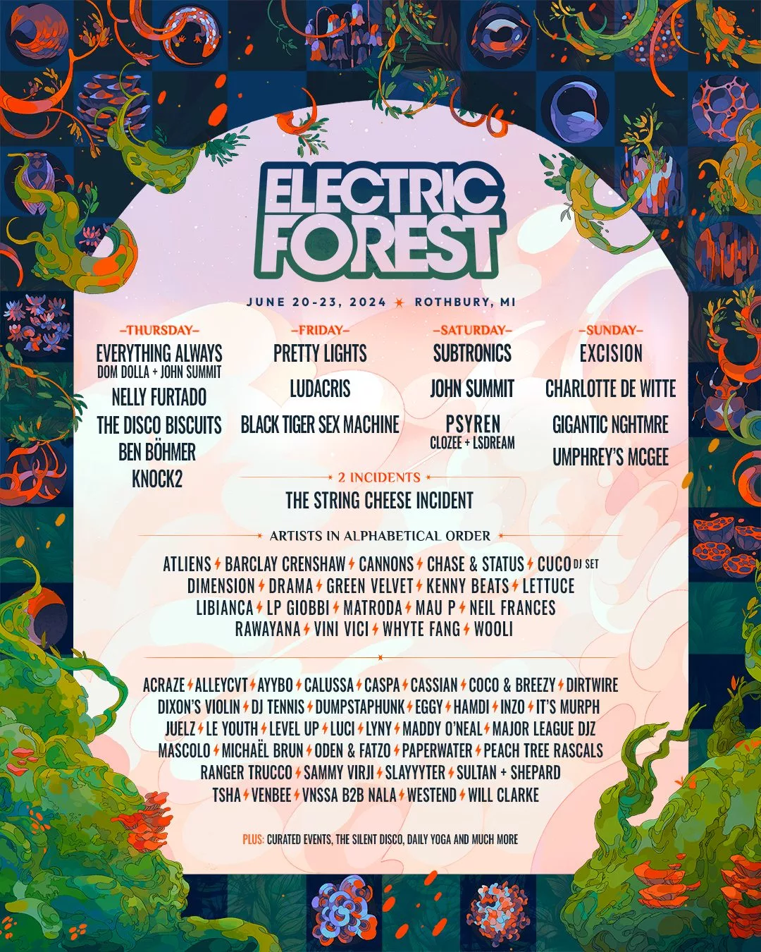 electric forest 2024 lineup poster